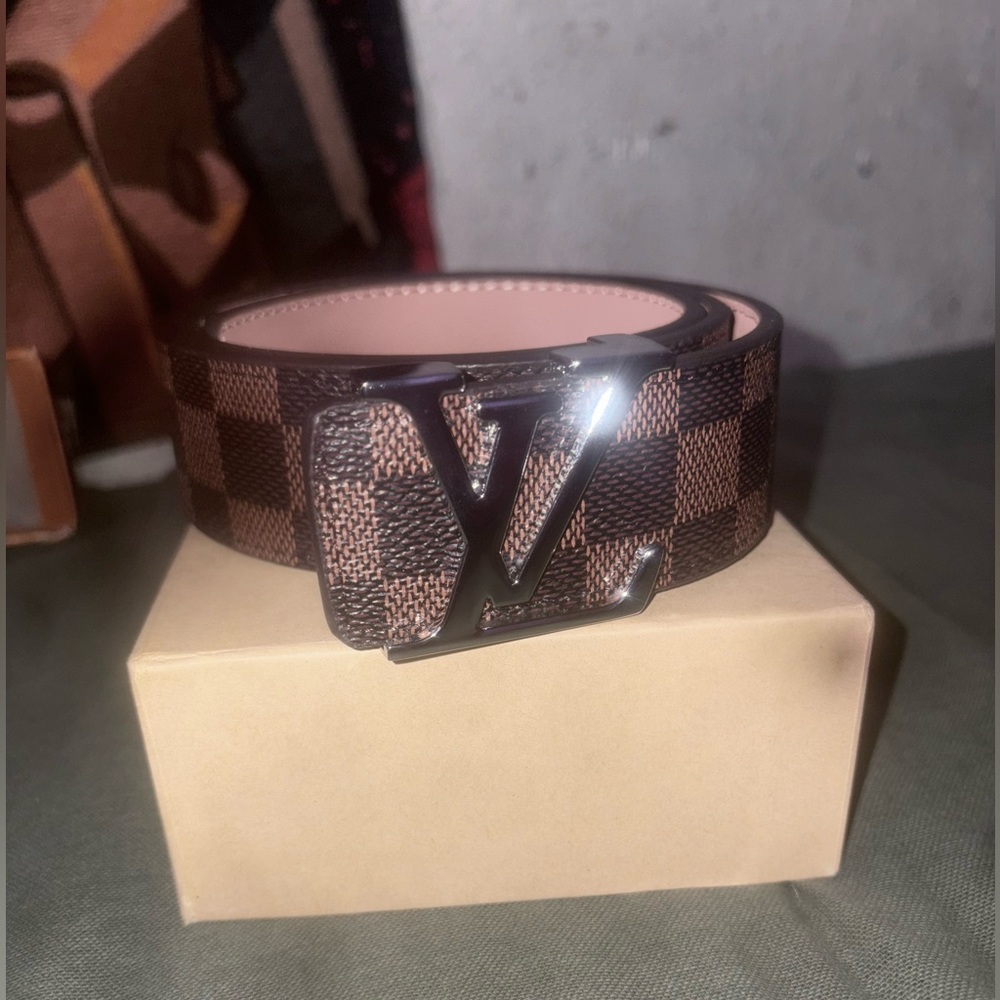 Louis Vuitton Brown Damier Ebene Canvas LV Buckle Belt